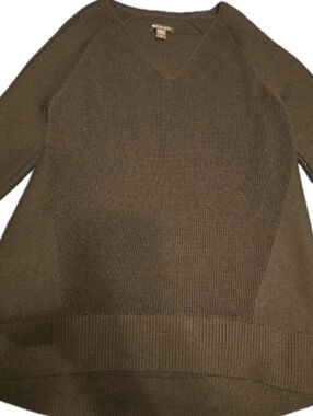 Athleta Black Rib Knit V‑Neck Sweater Women’s Medium Long Sleeve Pullover